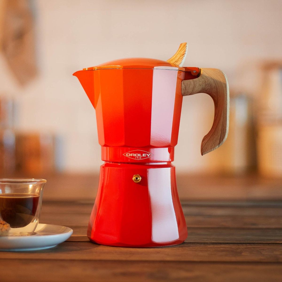 OROLEY - Cafetera Petra Naranja Inducción 6 Tazas Oroley