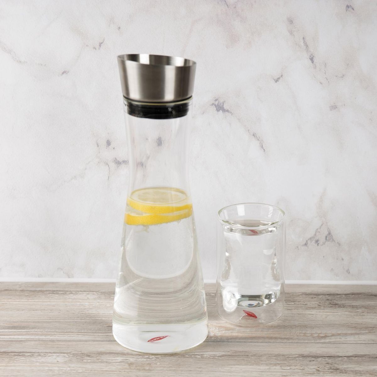 OROLEY - Jarra Vidrio Con Tapa Acero Inoxidable 1 Litro Siena Oroley