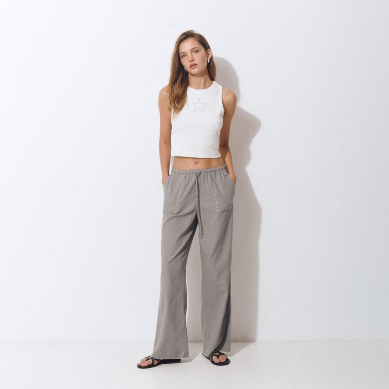 BROWNIE - Pantalón Fluido Tachas Mujer Brownie