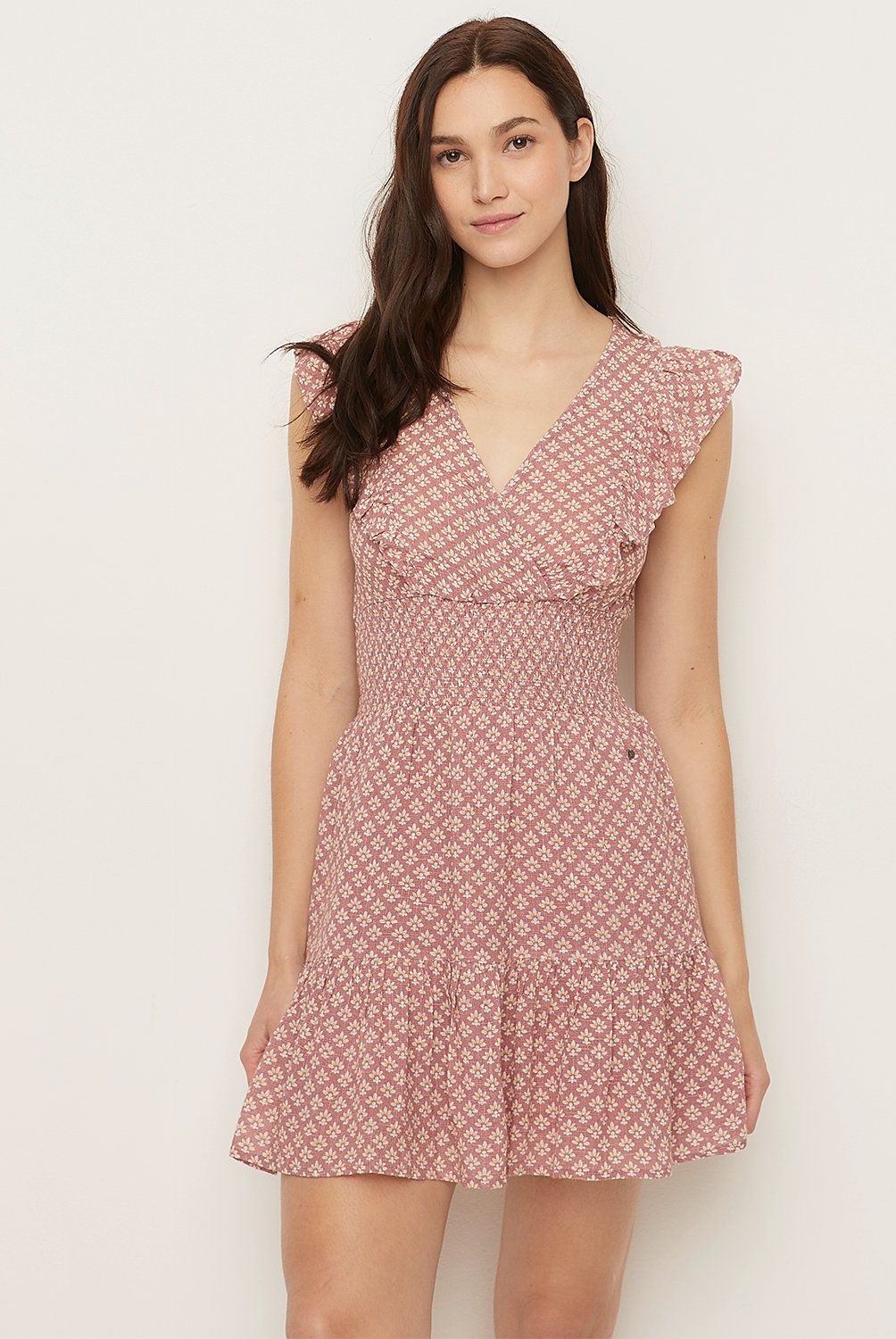 BROWNIE - Vestido Smock Estampado Bicolor Mujer Brownie