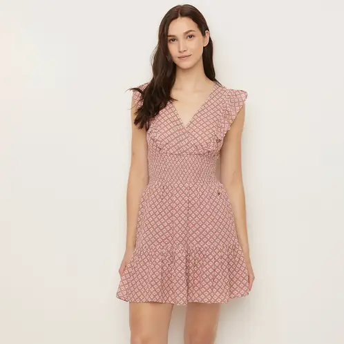 BROWNIE - Vestido Smock Estampado Bicolor Mujer