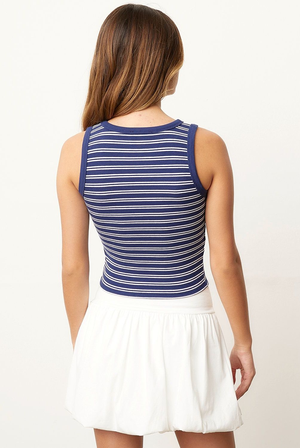 BROWNIE - Polera Sin Mangas Raya Tejida Mujer Brownie