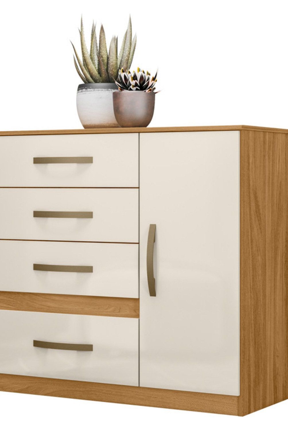 ALTAVISION - Cómoda Venus 1 Puerta 4 Cajones Freijo Off White Altavisión
