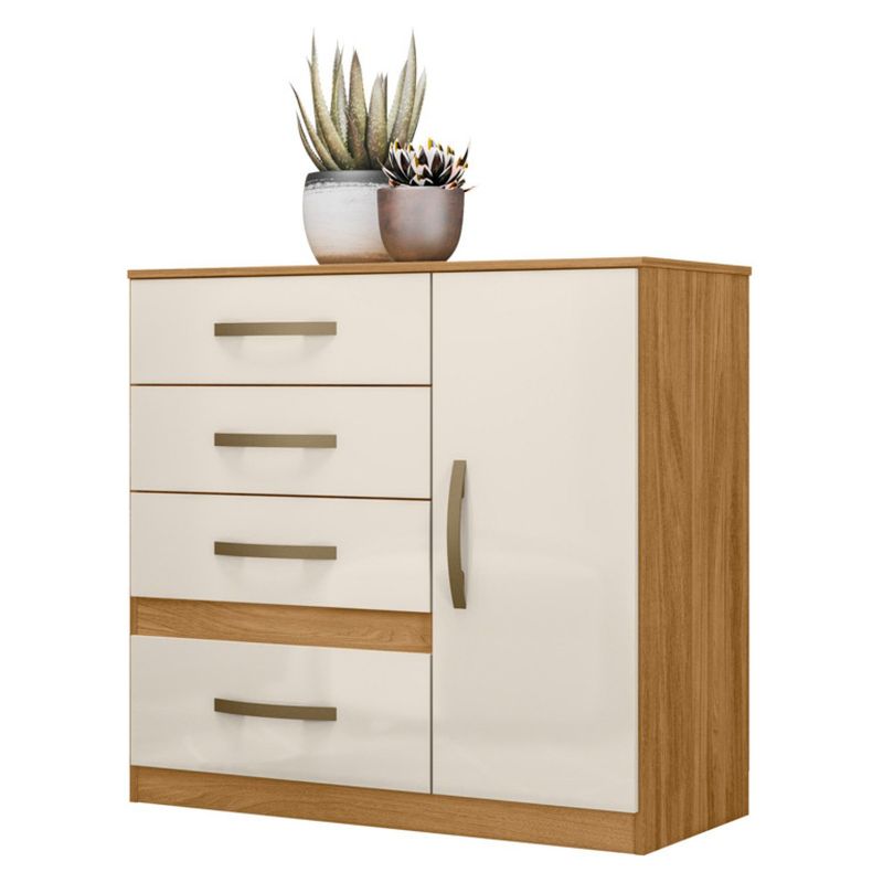 ALTAVISION - Cómoda Venus 1 Puerta 4 Cajones Freijo Off White Altavisión