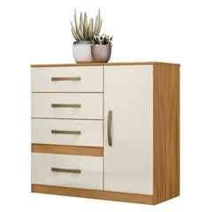 ALTAVISION - Cómoda Venus 1 Puerta 4 Cajones Freijo Off White Altavisión