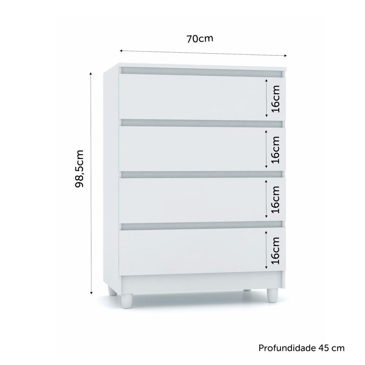 JDO & DESIGN - Cómoda Rio 4 Cajones Blanco Flex Jdo & Design