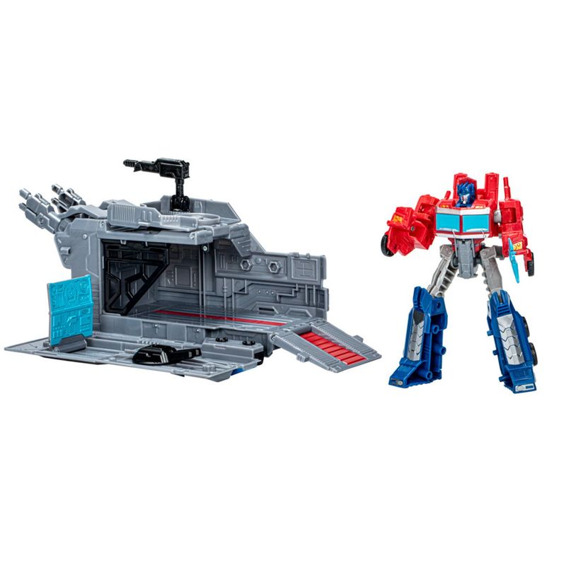 TRANSFORMERS - Figura de Acción EarthSpark Remolque de Combate Optimus Prime Transformers