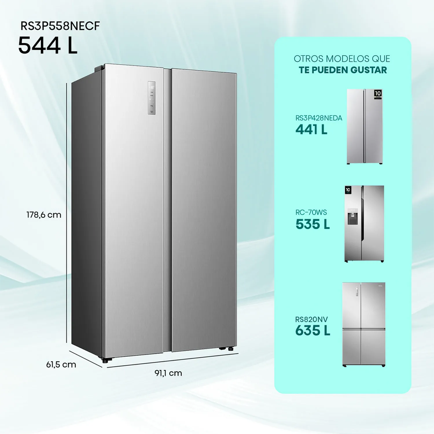 HISENSE Refrigerador Side By Side 531L No frost RS3P558NECF