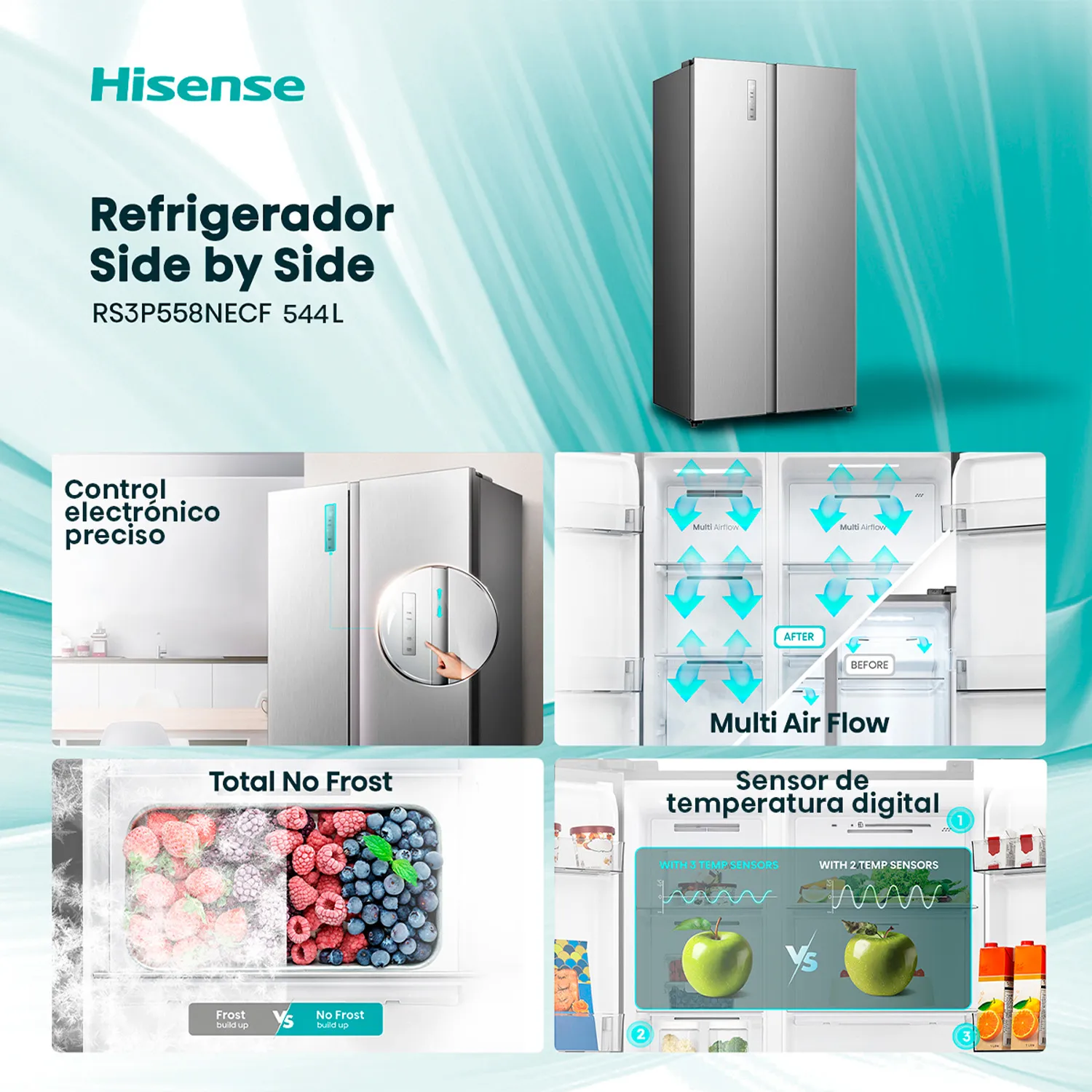 rhp様 HISENSE Refrigerador Side By Side 531L No frost RS3P558NECF
