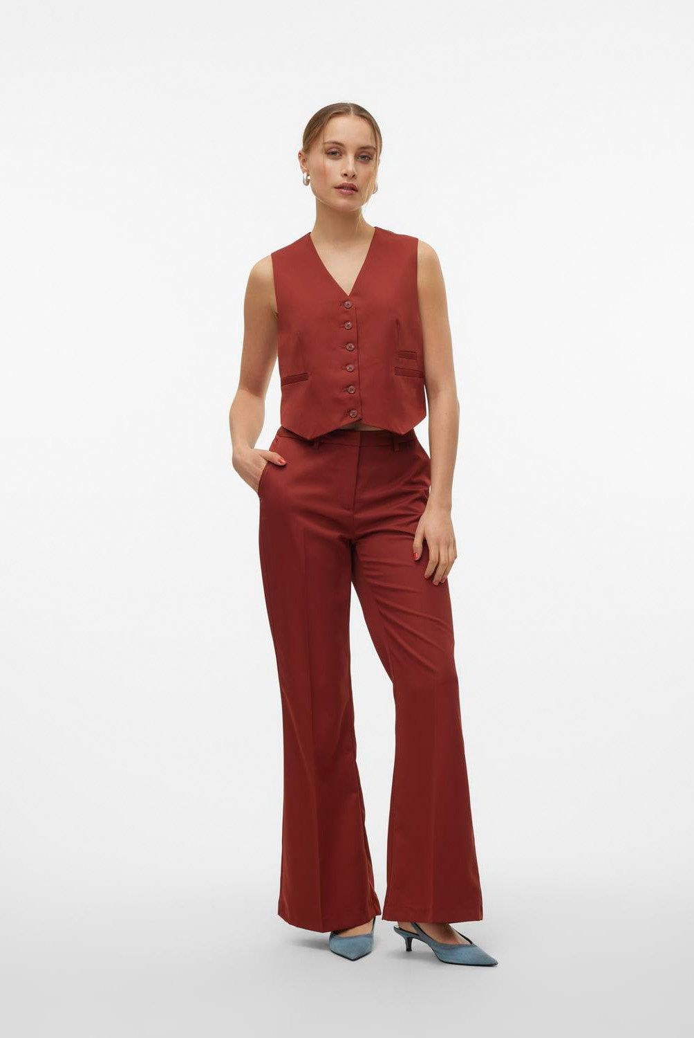VERO MODA - Pantalón Flare Tiro Alto Mujer Vero Moda
