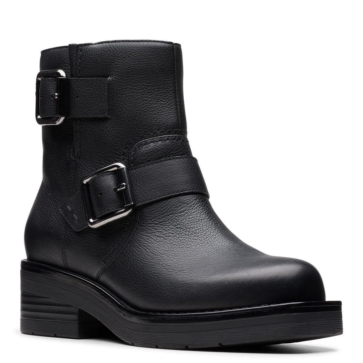 CLARKS - Botín Biker Mujer Cuero Negro Clarks