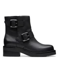 CLARKS - Botín Biker Mujer Cuero Negro