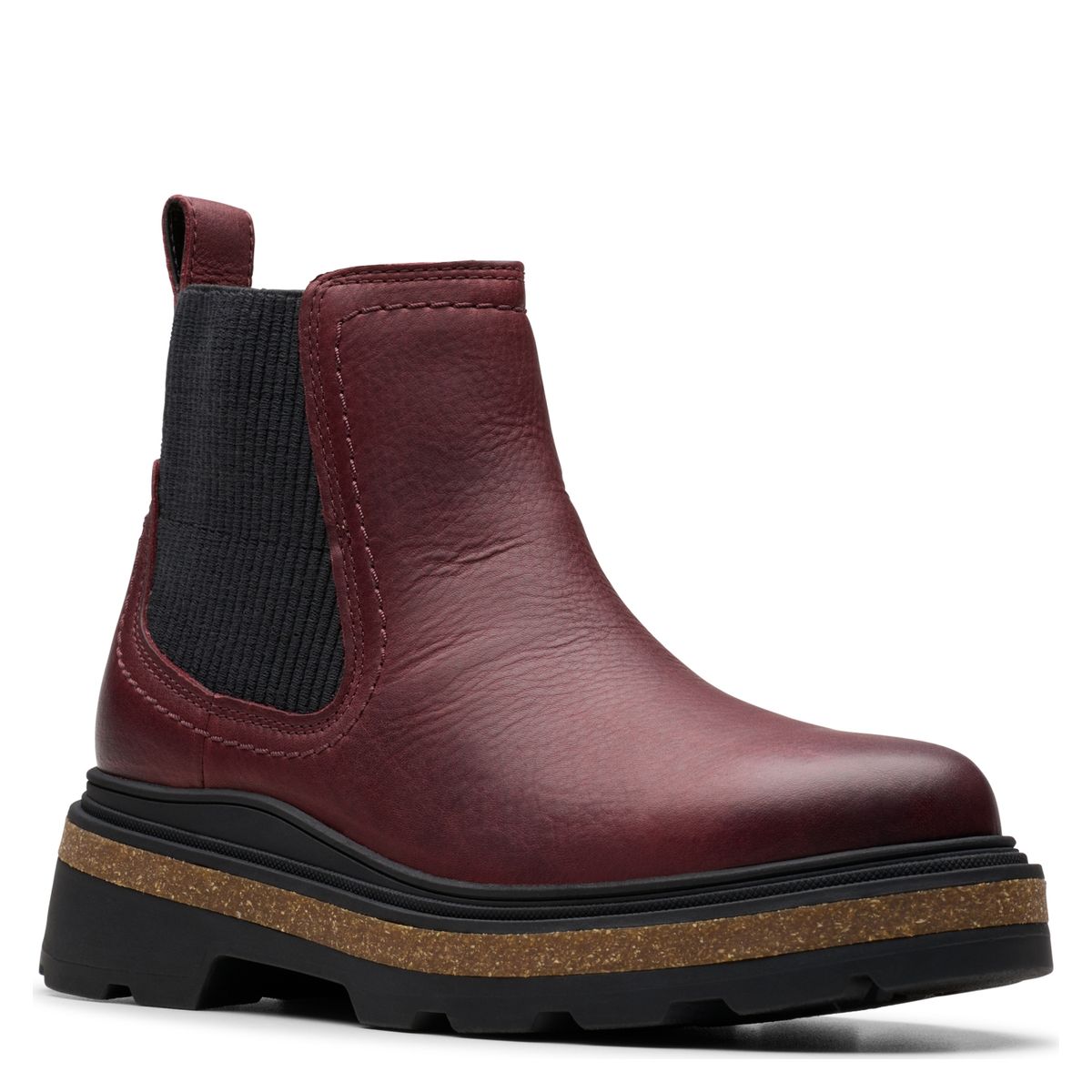 CLARKS - Botín Mujer Cuero Burdeo Clarks