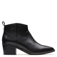 CLARKS - Botín Vaquero Mujer Cuero Negro