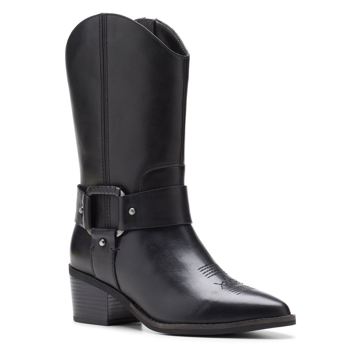 CLARKS - Bota Vaquero Mujer Cuero Negro Clarks