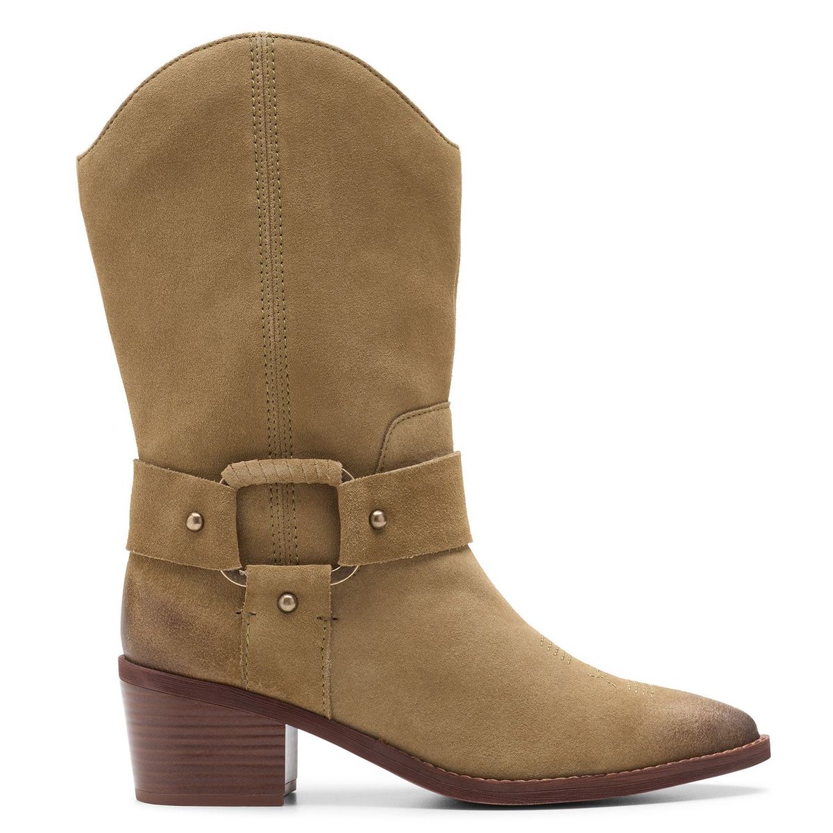 CLARKS - Bota Vaquero Mujer Cuero Beige Clarks