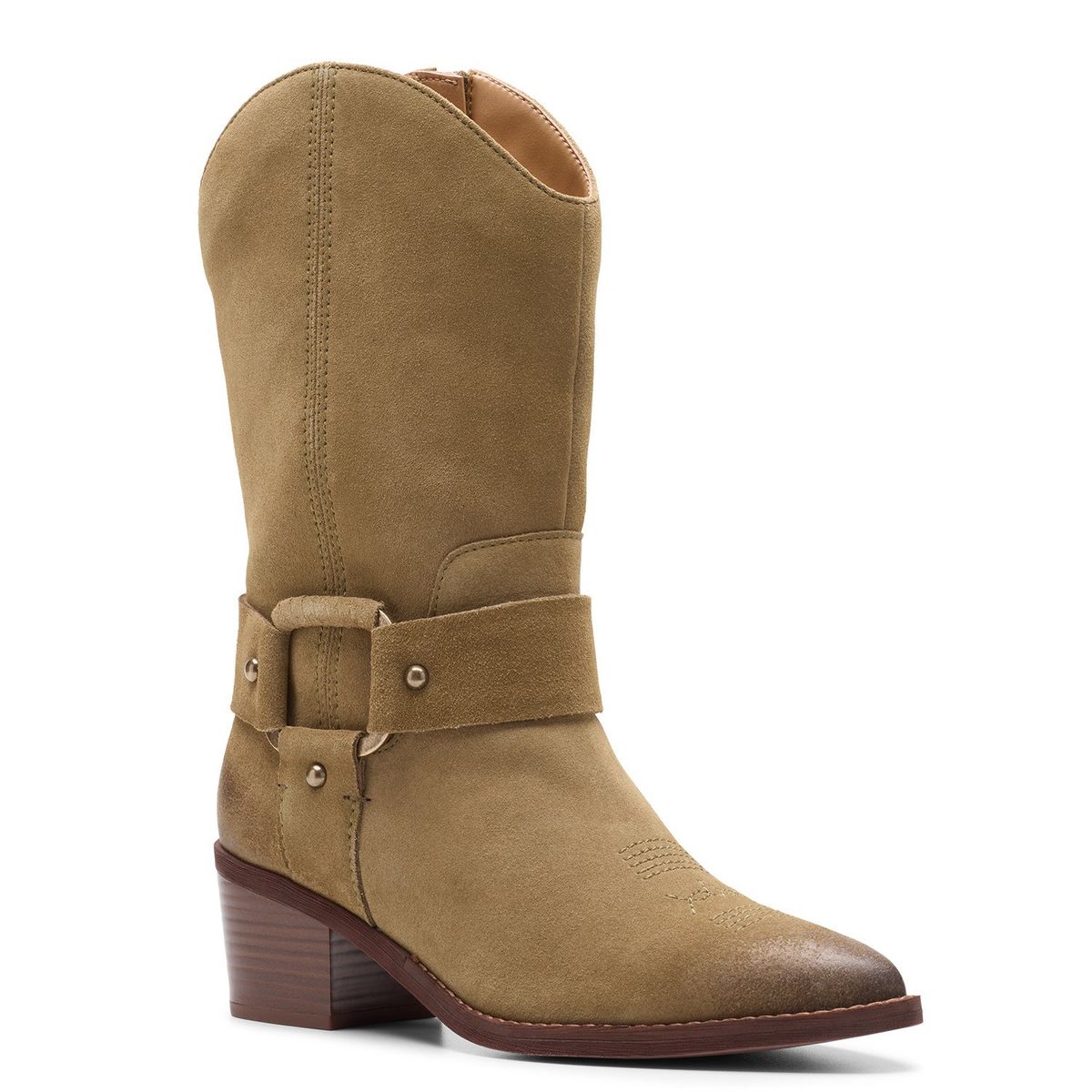 CLARKS - Bota Vaquero Mujer Cuero Beige Clarks
