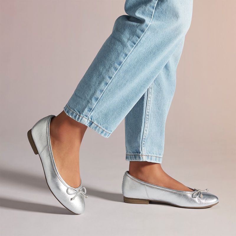 CLARKS - Zapato Casual Mujer Cuero Plateado Clarks