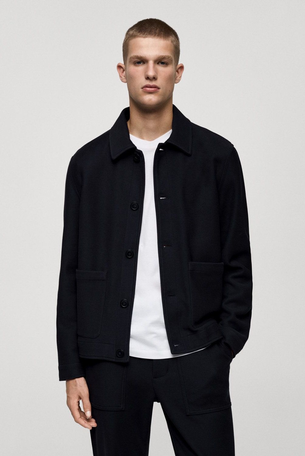 MANGO MAN - Chaqueta Twill Algodón Bolsillos Hombre Mango Man