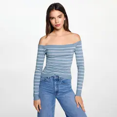 MANGO TEEN - Sweater Cuello Barco Rayas Mujer
