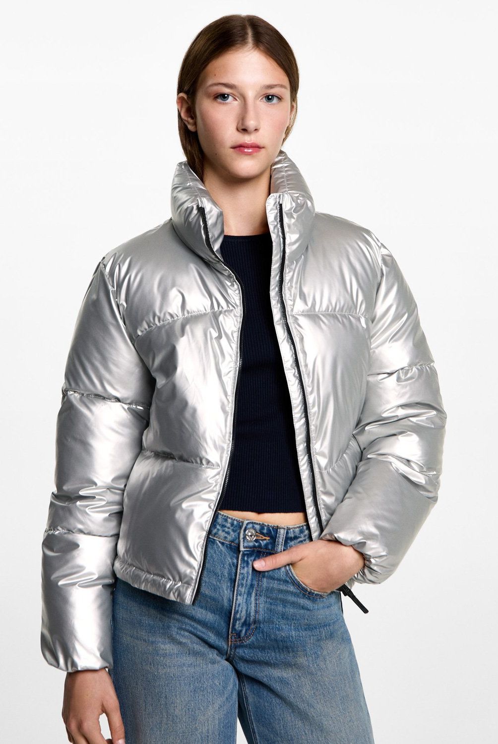 MANGO TEEN - Parka Metalizado Acolchado Mujer Mango Teen
