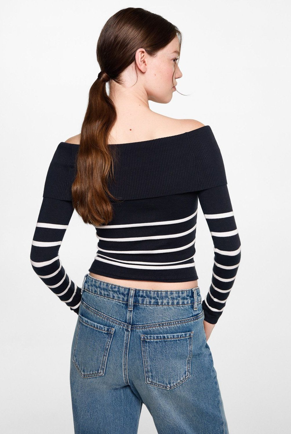 MANGO TEEN - Sweater Rayas Hombros Descubiertos Mujer Mango Teen