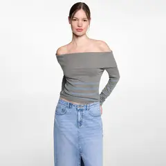 MANGO TEEN - Sweater Rayas Hombros Descubiertos Mujer