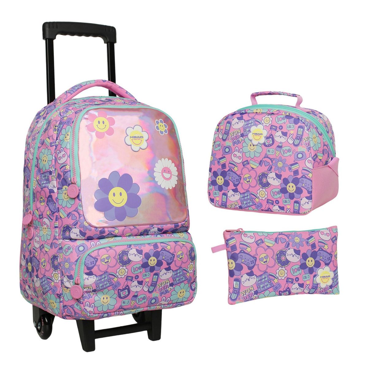 HEAD - Pack Bakan Mochila con Ruedas + Lonchera + Estuche 30 lts Head