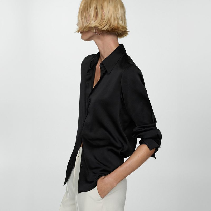 MANGO - Camisa Fluida Satinada Mujer Mango