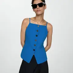 MANGO - Blazer Cuello Halter Botones Mujer