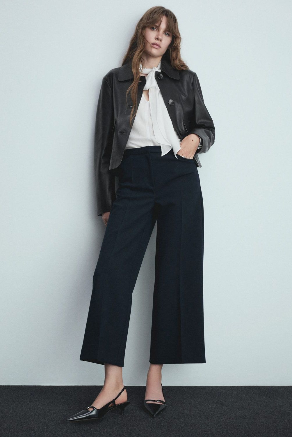 MANGO - Pantalón Pinzas Wideleg Mujer Mango
