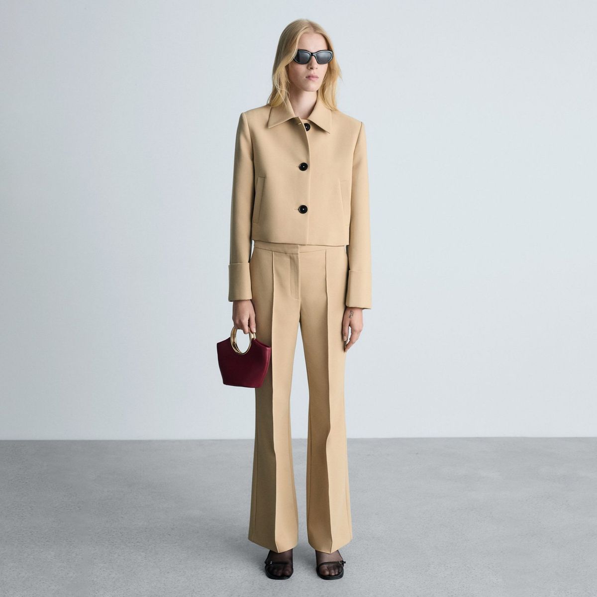 MANGO - Pantalón Fluido Flare Mujer Mango