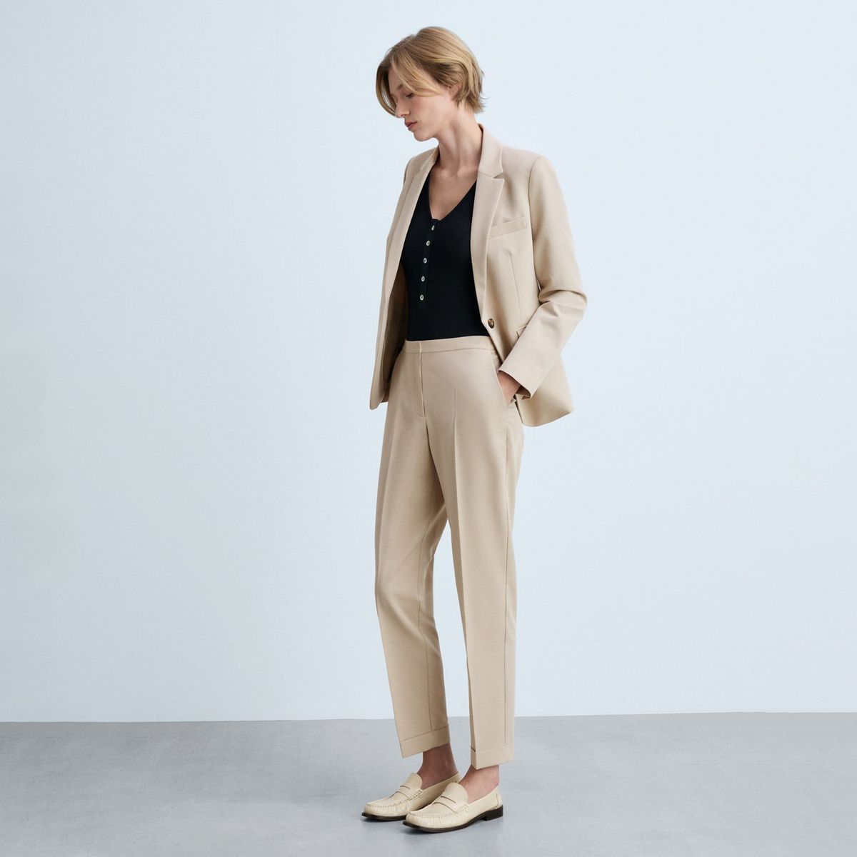 MANGO - Pantalón Recto Traje Mujer Mango