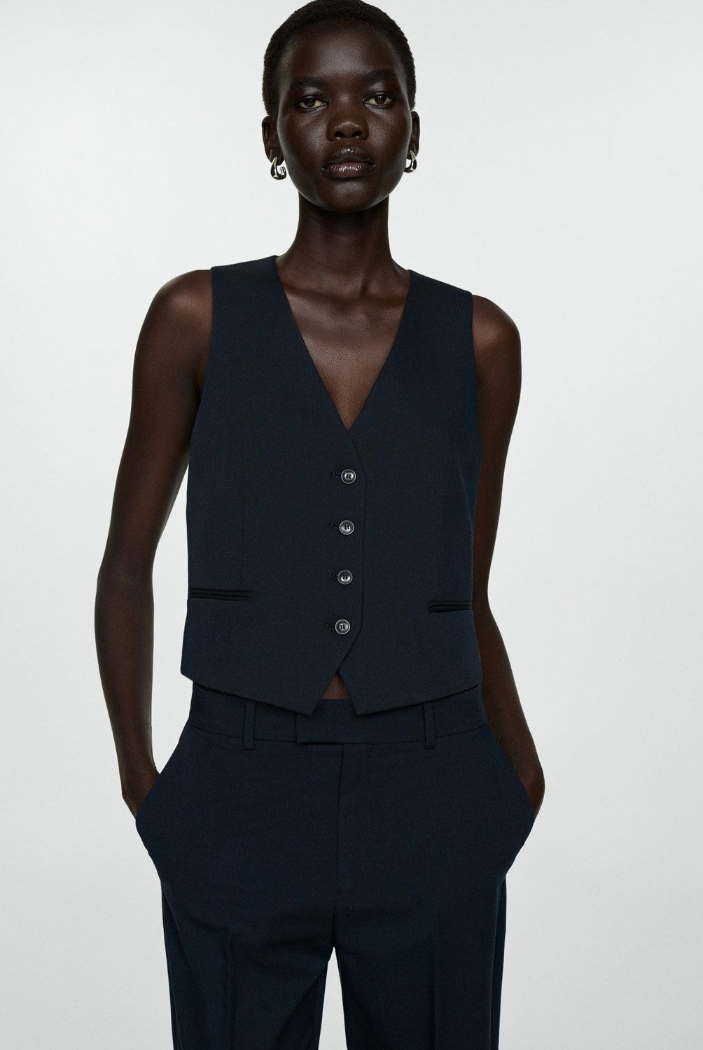 MANGO - Blazer Traje Botones Mujer Mango