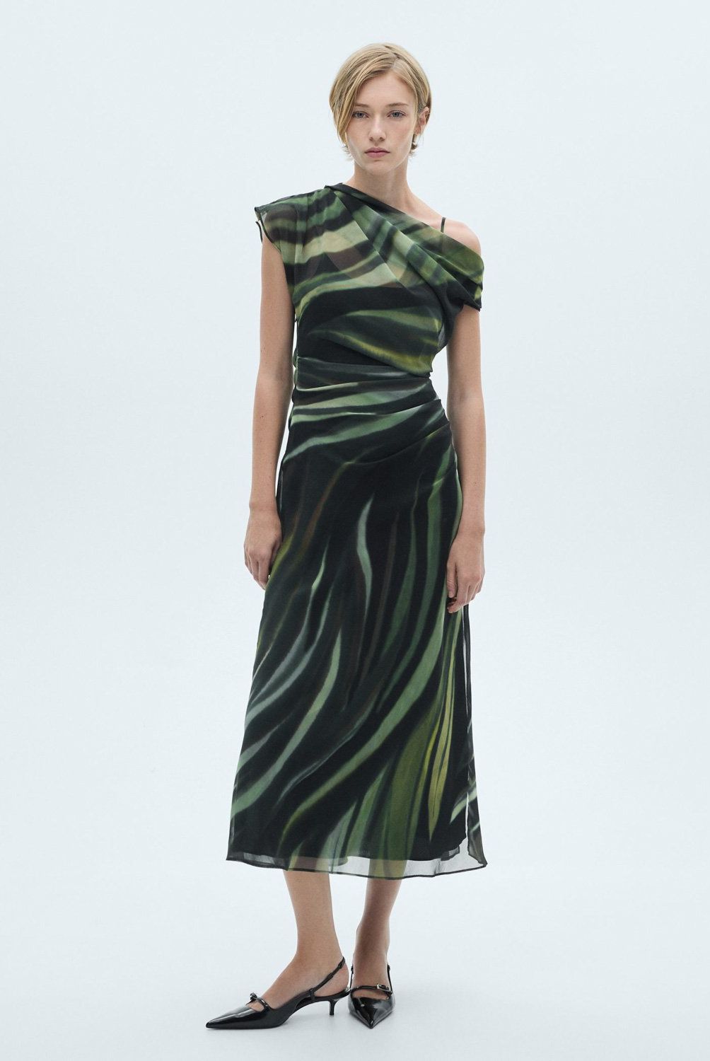 MANGO - Vestido Estampado Detalles Drapeados Mujer  Mango