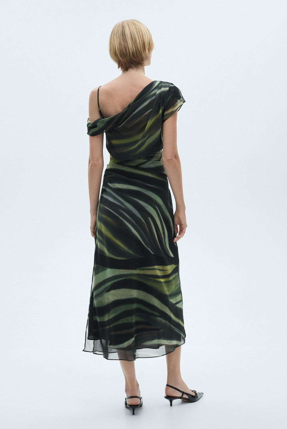 MANGO - Vestido Estampado Detalles Drapeados Mujer  Mango