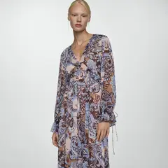 MANGO - Vestido Paisley Volantes Mujer