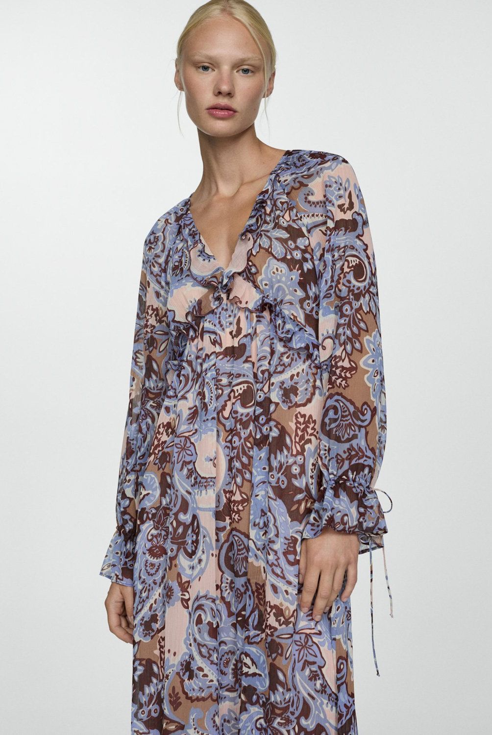 MANGO - Vestido Paisley Volantes Mujer  Mango