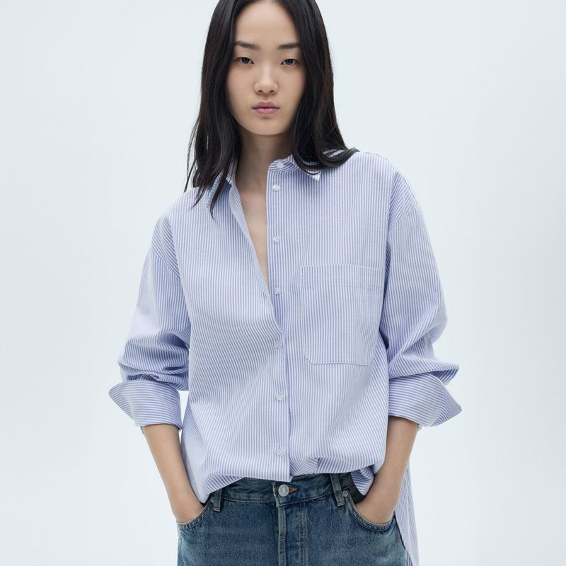 MANGO - Blusa Algodón Rayas Mujer Mango