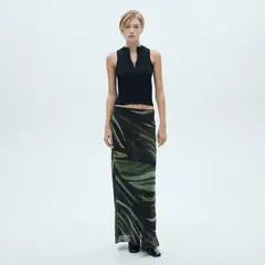 MANGO - Falda Larga Estampada Mujer