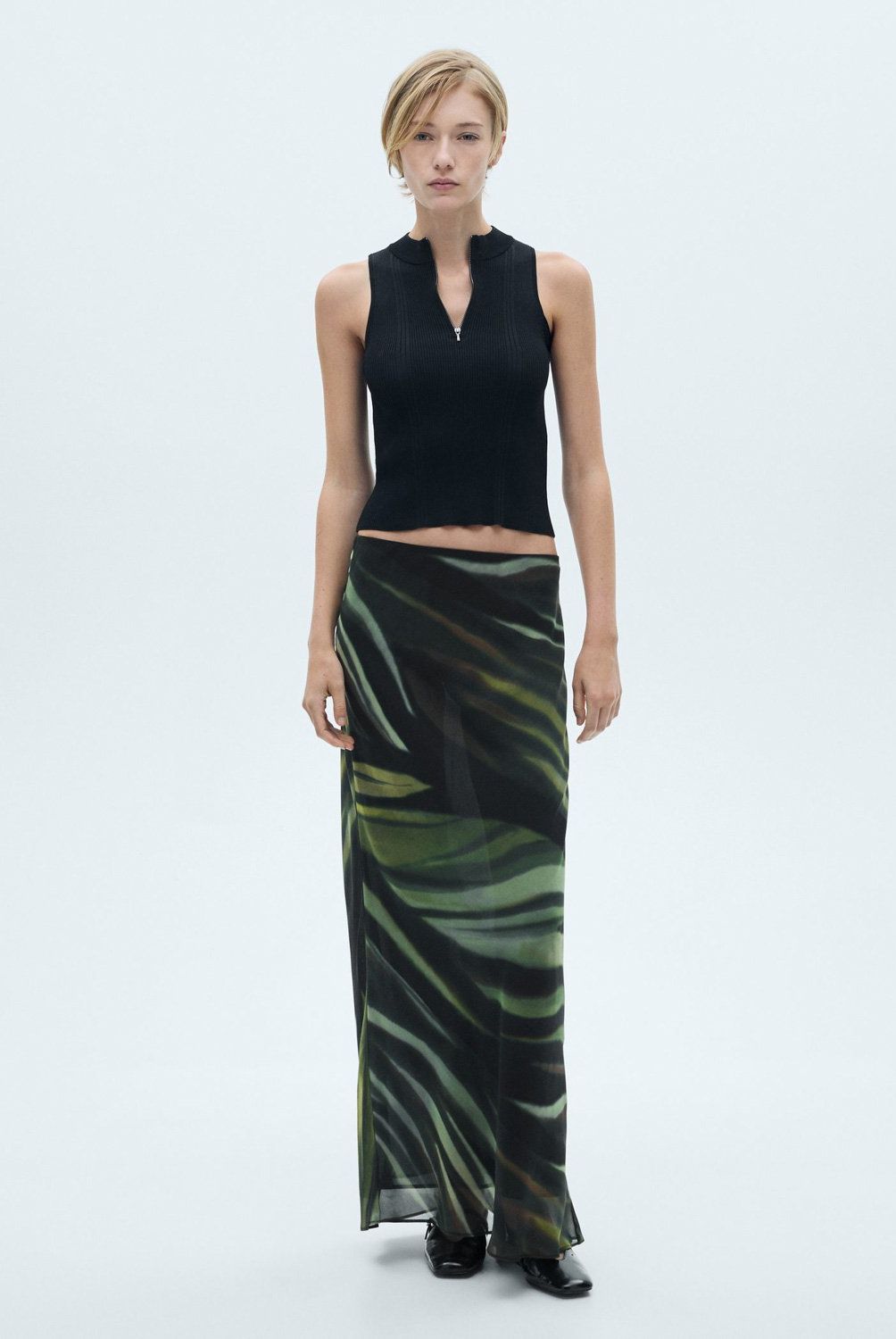 MANGO - Falda Larga Estampada Mujer  Mango