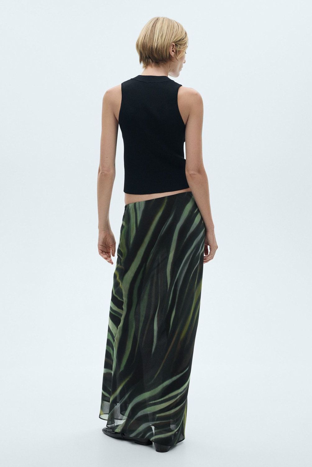 MANGO - Falda Larga Estampada Mujer  Mango