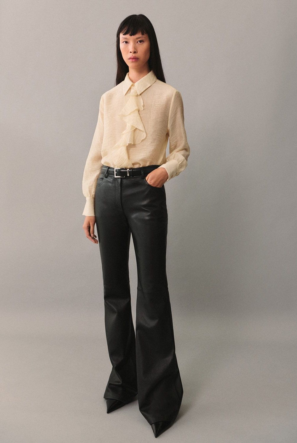 MANGO - Blusa Lyocell Volante Mujer Mango