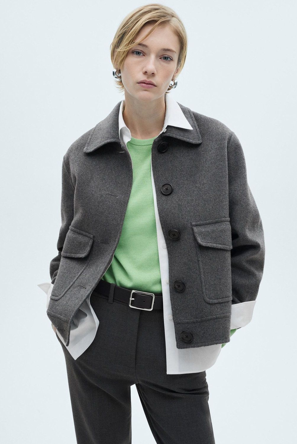 MANGO - Chaqueta Lana Bolsillos Mujer Mango