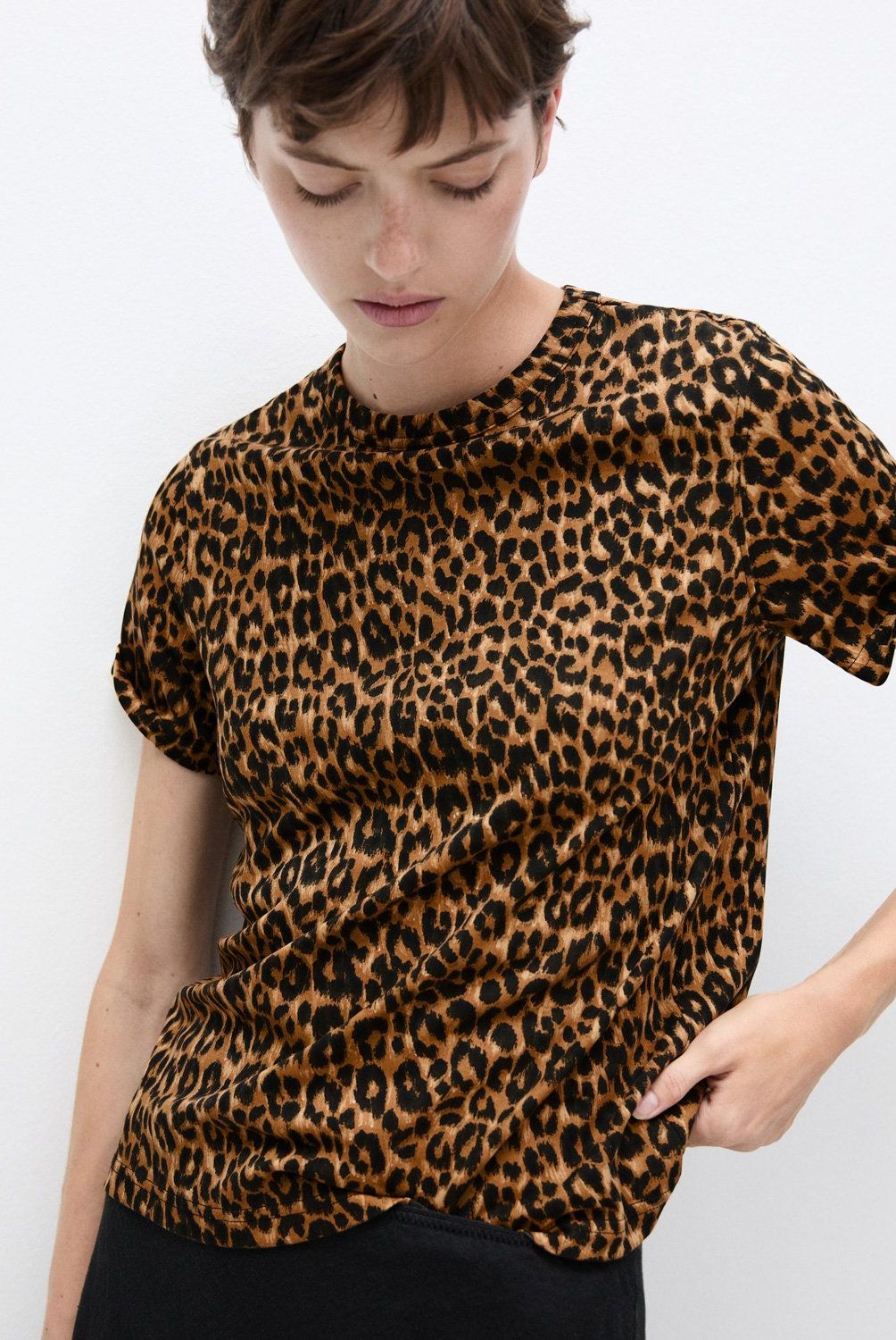 MANGO - Polera Algodón Animal Print Mujer Mango