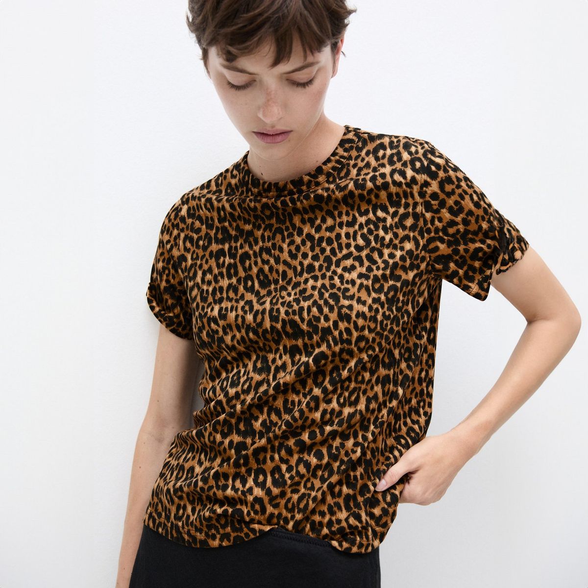 MANGO - Polera Algodón Animal Print Mujer Mango