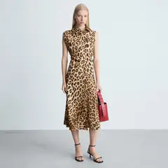 MANGO - Vestido Camisero Leopardo Mujer