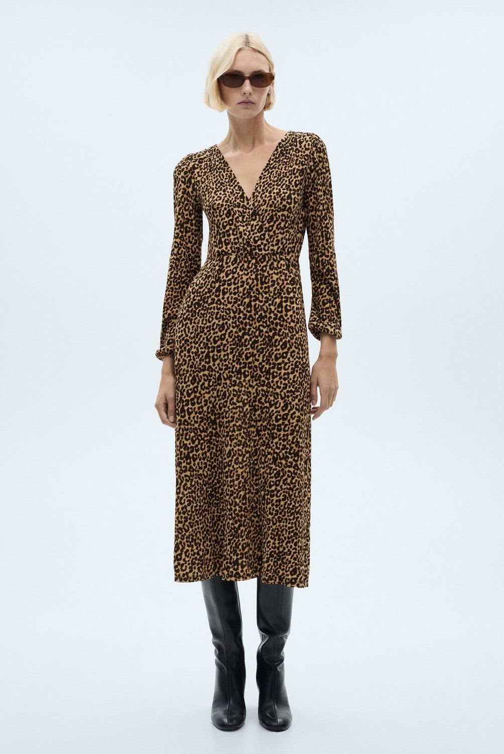 MANGO - Vestido Largo Leopardo Mujer  Mango