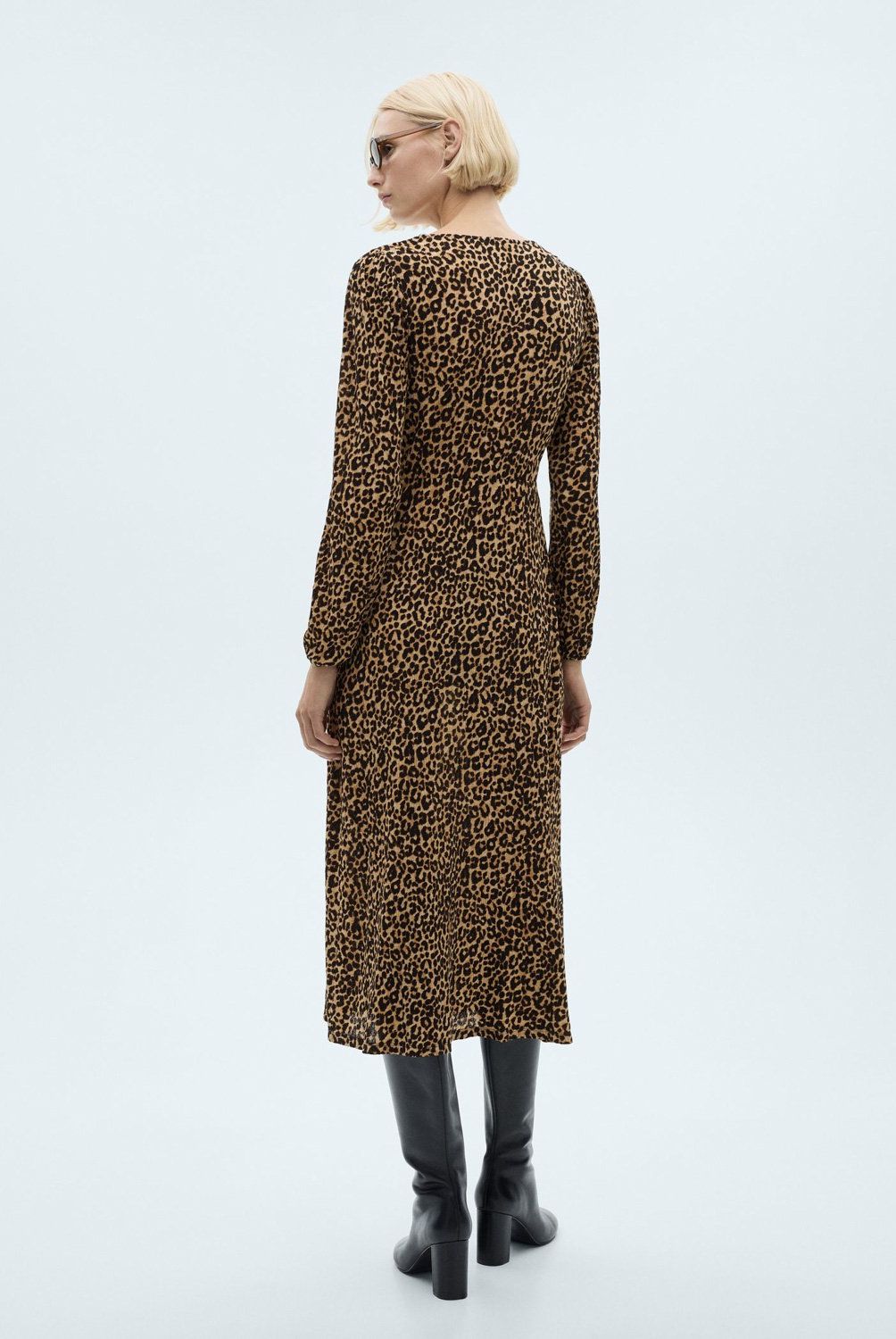 MANGO - Vestido Largo Leopardo Mujer  Mango