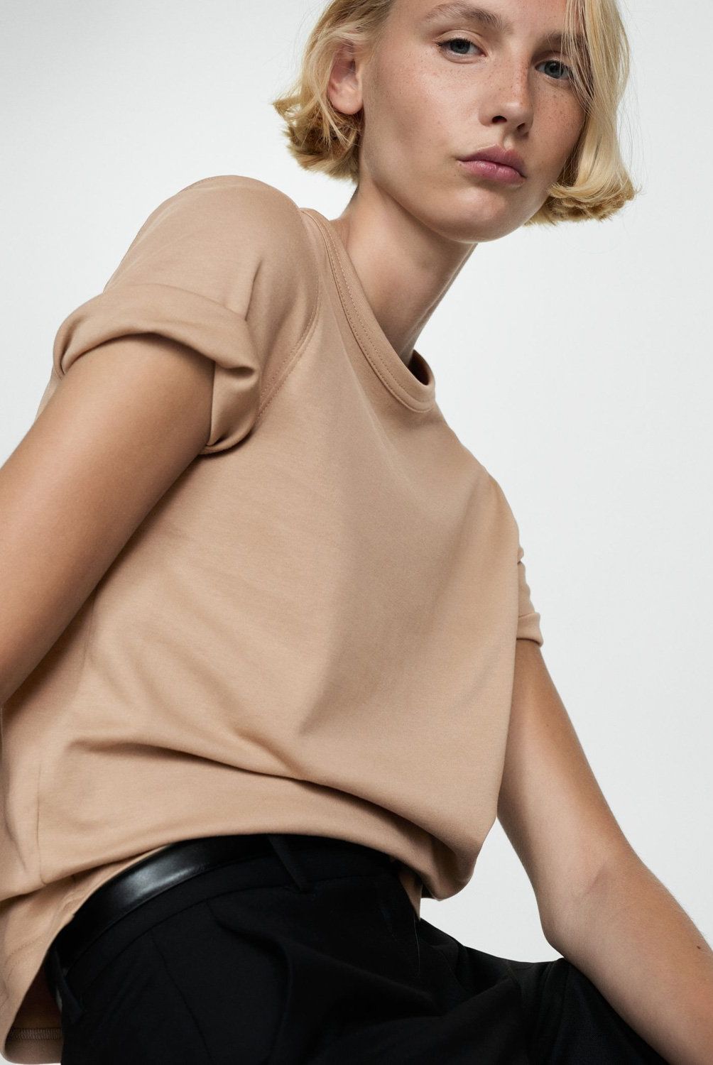 MANGO - Polera Algodón Manga Corta Mujer Mango